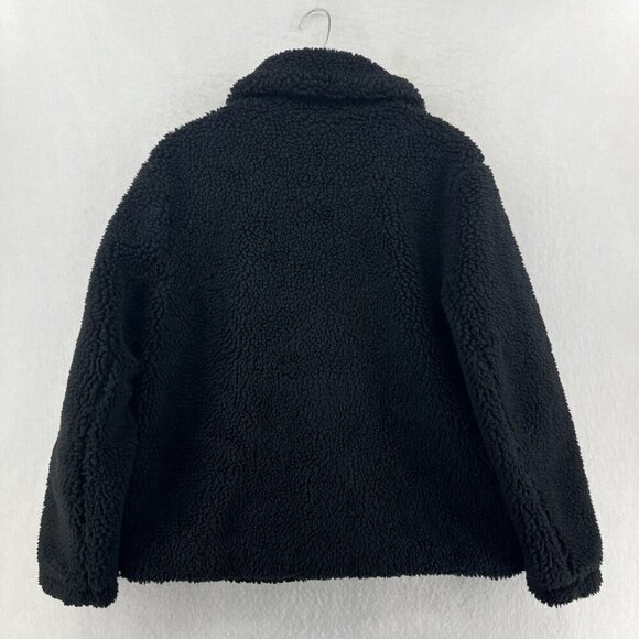H&M LOGG Jacket Womens S Black Sherpa Fleece Lined Relaxed Fit Furry Casual - Picture 2 of 13